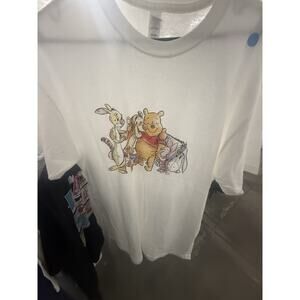 Disney's Winnie The Pooh Women's Watercolor Graphic Tee Shirt White Size L